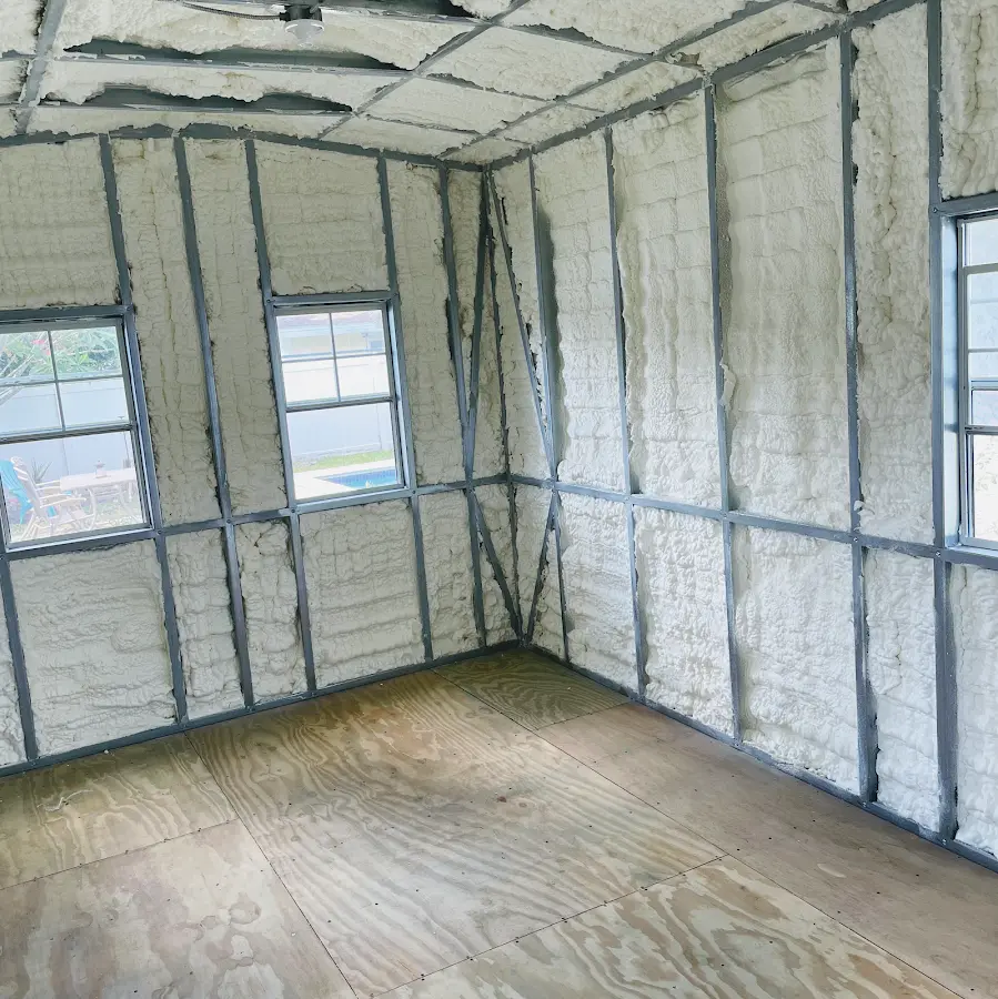 Closed-cell spray foam insulation applied to wall cavities in a residential project in Ocoee